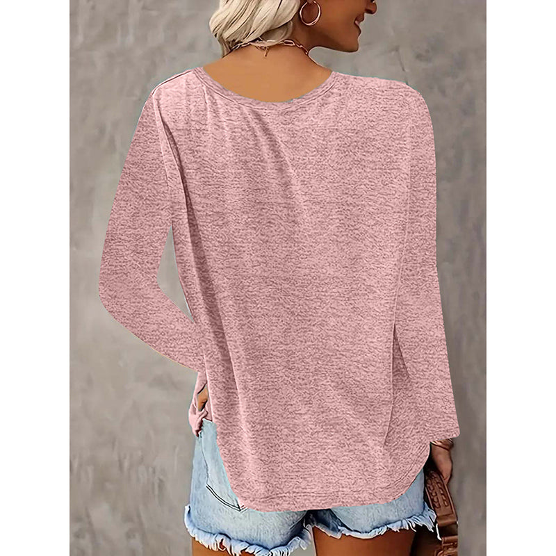 5 Pack Women's Long Sleeve T Shirts, Casual V Neck Tunic Tops Basic Loose Solid Blouses Outfit