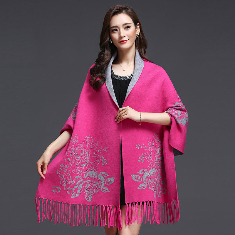 Mid-length Tassels Loose-fitting Knitted Cardigan Thickened Sweater Cashmere Outerwear