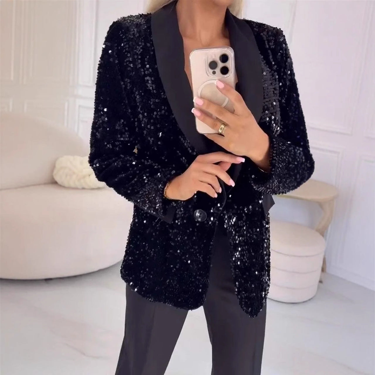 Autumn And Winter Leisure Fashionable Sequins Jacket