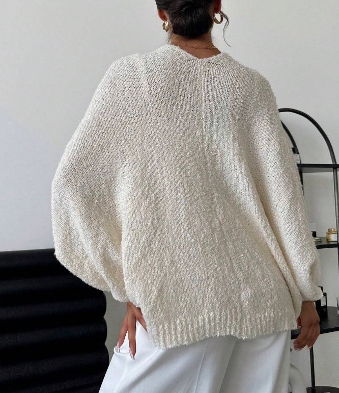 Women's Cross Deep V-neck Loose Elegant Simple Sweater