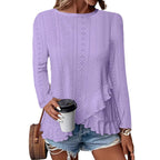 Casual Solid Color Long Sleeve Round Neck