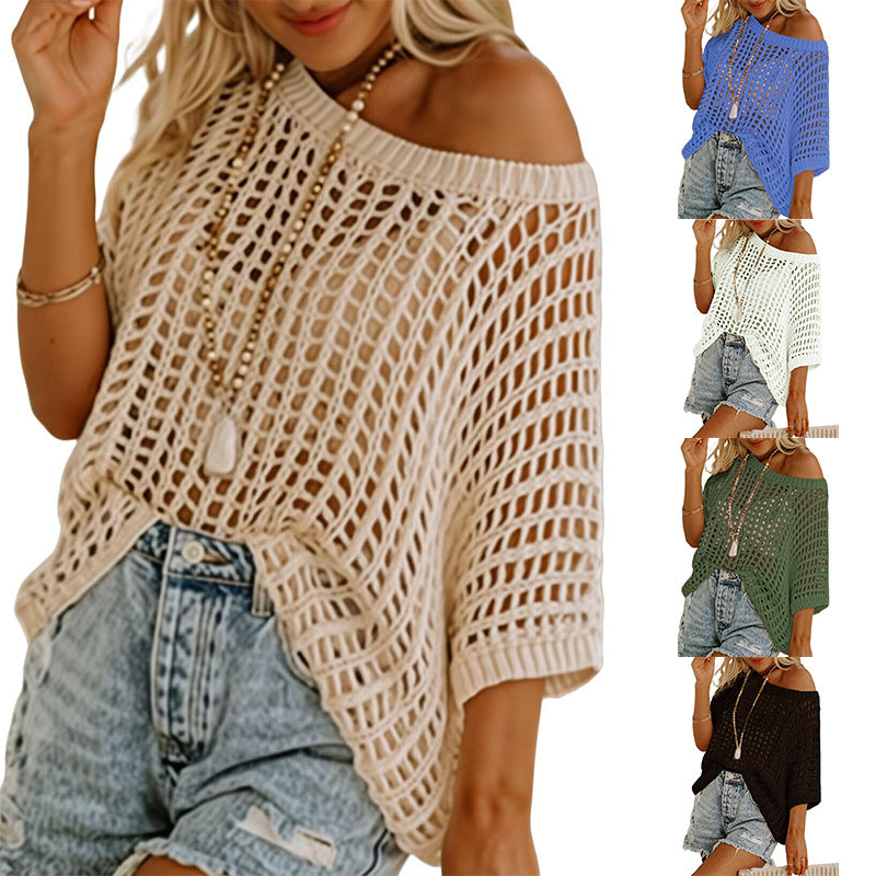 Sexy Cutout Empty Top Pullover Beach Cover-up Knitted Sweater