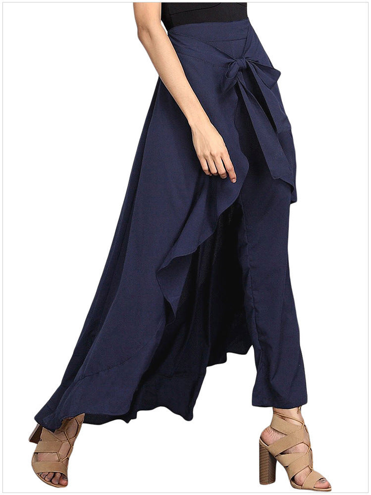Wide-leg Culottes, Irregular Chiffon Lotus Leaf