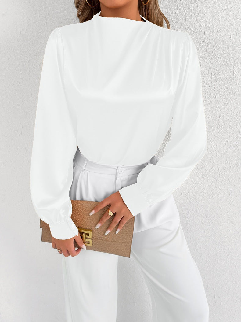 Satin Shirt Foreign Trade Shirt Light Transparent Satin Top