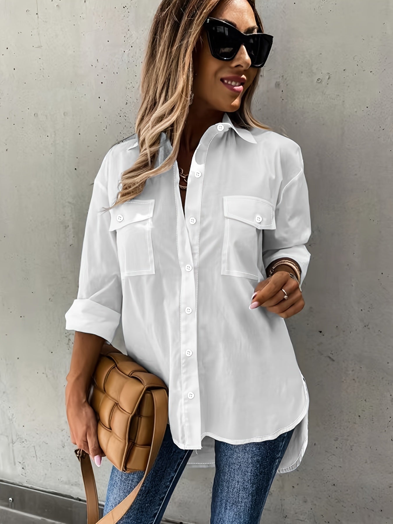 Large Size Two-piece Set Women's Long Sleeve Casual Shirt
