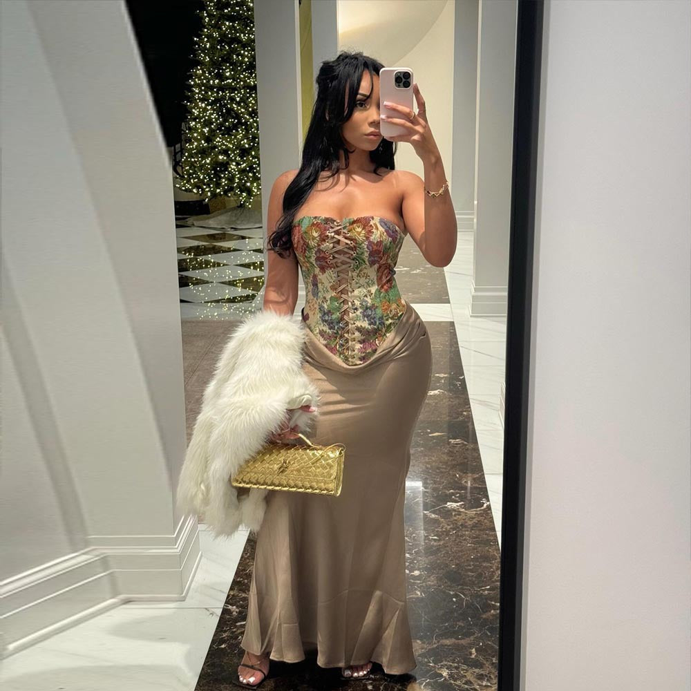 Summer Slim-fit Lace Up Backless Irregular European And American Tube Top