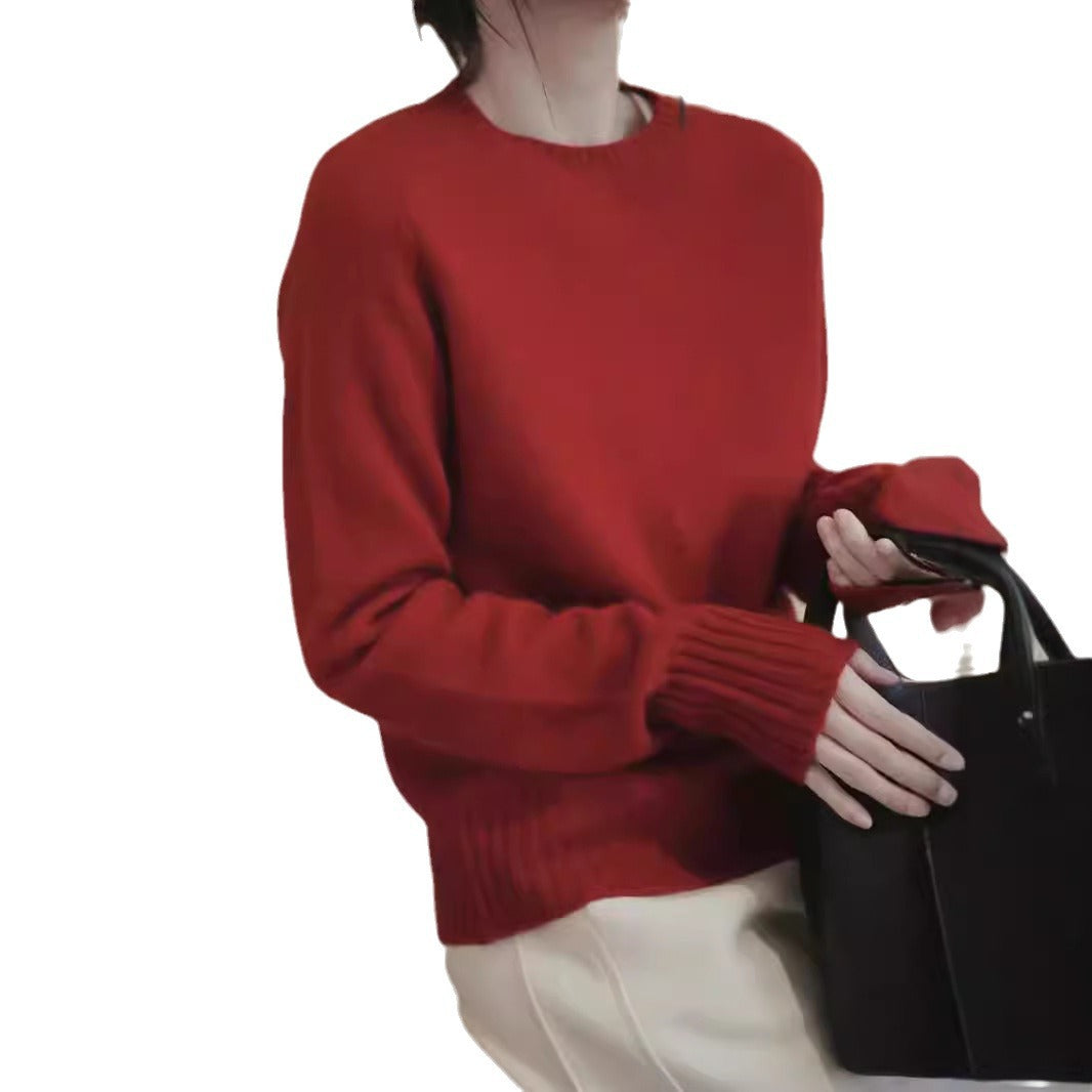 Pure Wool Soft Glutinous Thick Loose-fitting Pullover Base Sweater