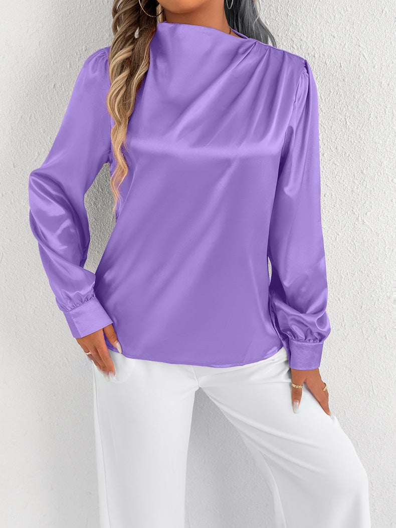 Satin Shirt Foreign Trade Shirt Light Transparent Satin Top