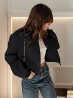 2025 New Women's Jacket Jacket, Suitable For Autumn And Winter Wear, With Button Closure And Large Pocket Design