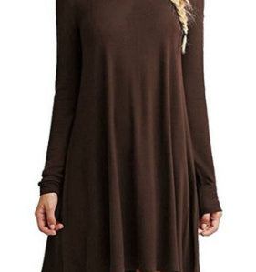 Solid color long-sleeved loose slim dress