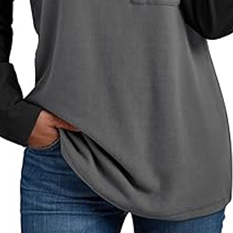 Women's Color Block Raglan Tee, Long Sleeve Crewneck Casual Top For Spring Fall