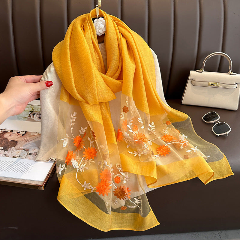 Elegant All-match Embroidered Summer Sunscreen Scarf