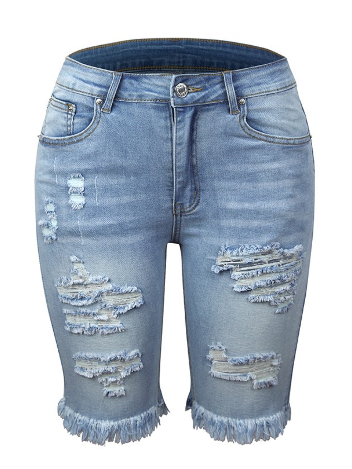 2025 Women's Denim Shorts, Quarter Length Jeans, Ripped Jeans, Frayed Hems