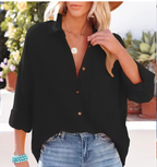 Women's Dropped Shoulder Bat Shirt Casual Long Sleeve Shirt