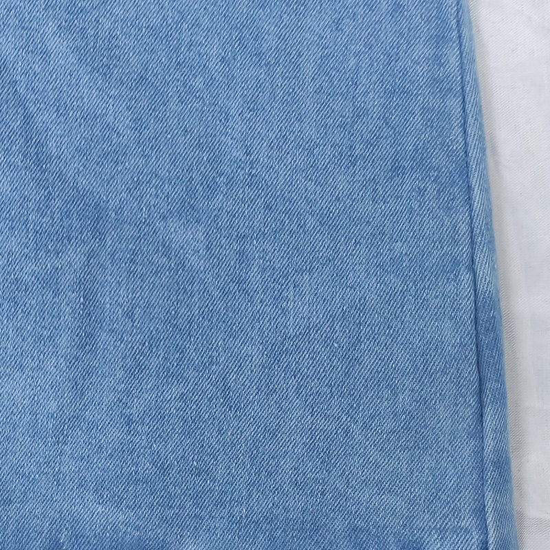 Women's Denim Puff Sleeve Top Solid Color Stand Collar Blouse With Bow Detail For Spring And Fall