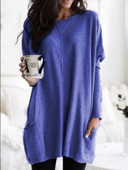 European And American Long-Sleeved Casual Pocket T-Shirt