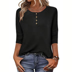 Women's 3-Pack Long Sleeve Tops, Fall Winter Casual Round Neck Tunic Blouses, Lightweight Button Pullover Shirts
