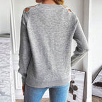 Women's Casual Long Sleeve Hollow Out Sweater, Trendy Chic Crewneck Openwork Knit Pullover Top For Fall