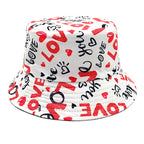 Valentine's Day Heart Printing Bucket Hat Foreign Trade Casual Double-sided Wear