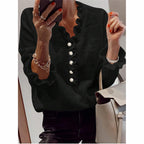 Women's Long Sleeve Ruffle Sweaters V Neck Lightweight Knitted Pullover Sweater Tops