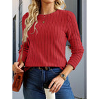 Women's 3 Pack Ribbed Knit Long Sleeve Shirts, Crew Neck Casual Stretch Tees, Basic Comfortable Tops
