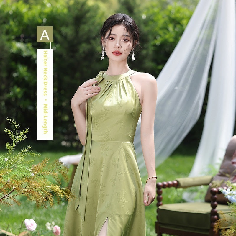 Green National Style Element Bridesmaid Dress