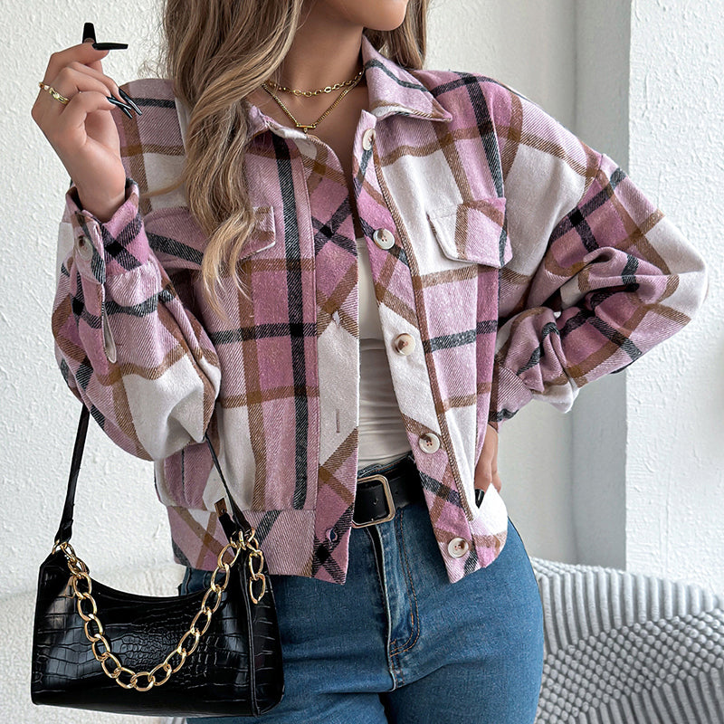 Womens Button Down Shirts Jacket Long Sleeve Plaid Shackets Business Casual Blouse Top