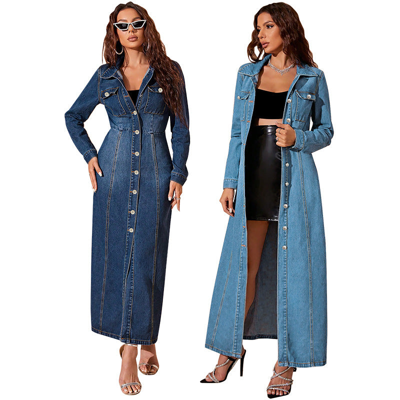 Denim Button Cardigan Jacket Dress