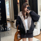 Short Stitching Casual Fashion Trends Loose Cotton Coat