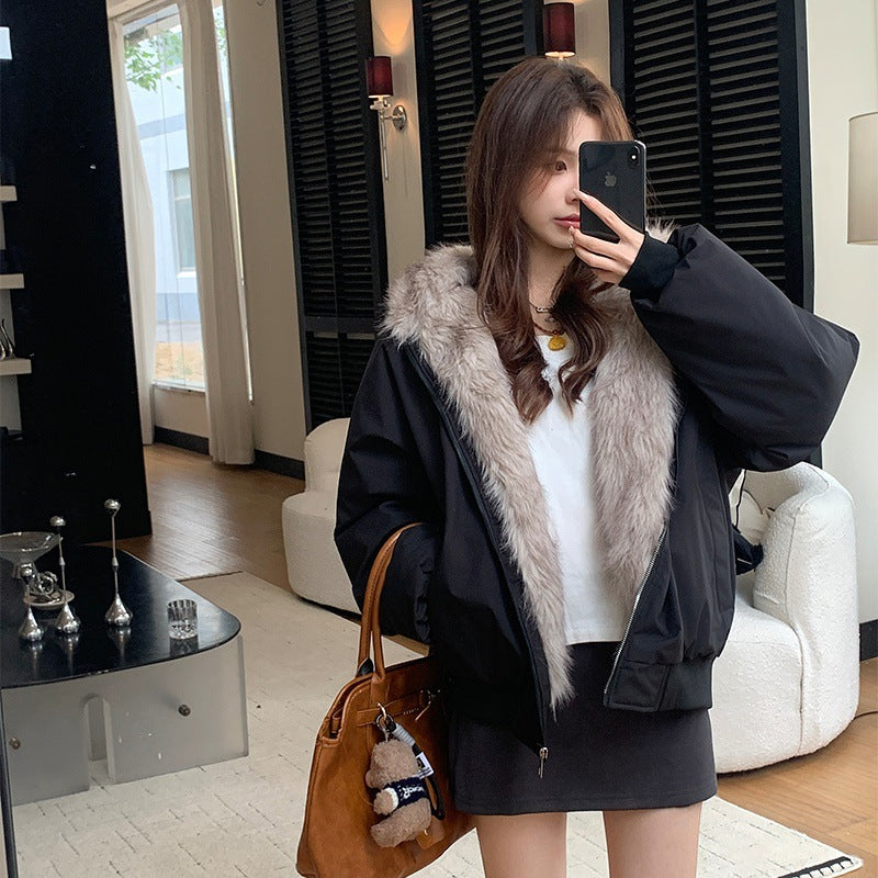 Short Stitching Casual Fashion Trends Loose Cotton Coat