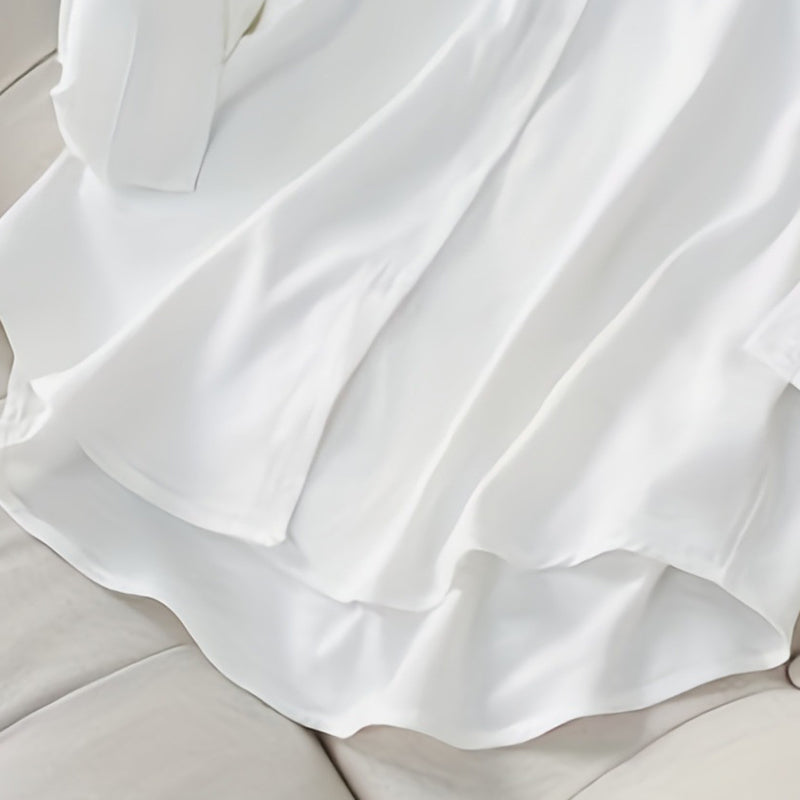 Plus Size Women's Casual Solid Color Lapel Long Sleeve Shirt Spring Autumn Comfort Full Button Office Blouse