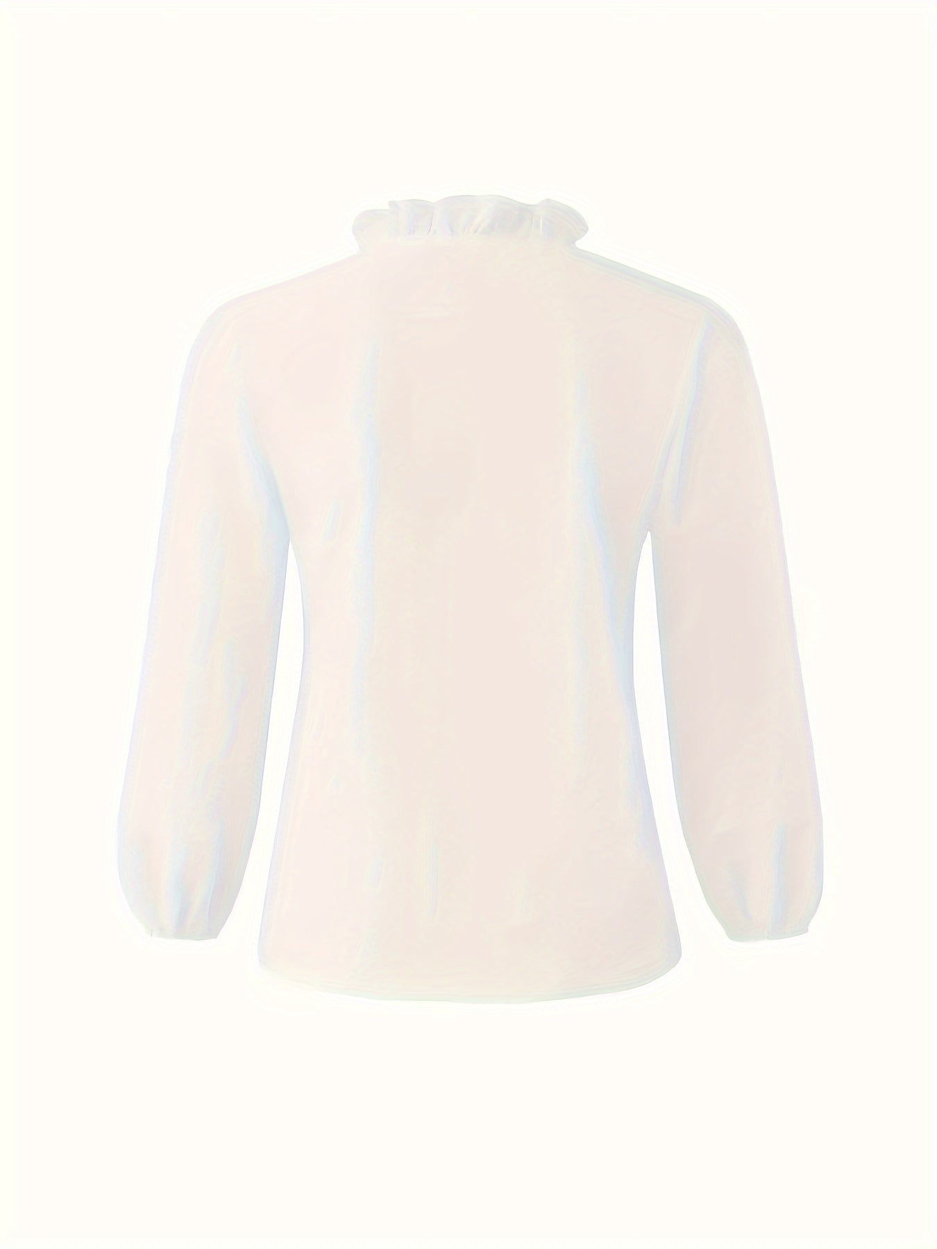 Pure Color Ruffle Hemline Shirt, Casual V-neck Long Sleeve Shirt.