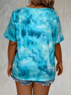 Self-pick-up Women's Tie Dye Printed Drawstring Casual Fashion Short Sleeve T-Shirt Only Self-pickup Is Supported