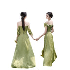 Green National Style Element Bridesmaid Dress