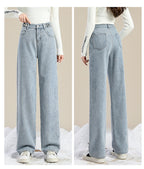 Fashion Simple Casual High Waist Plus Velvet Jeans