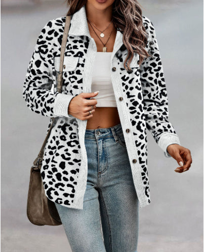 Women's Fashion Leopard Print Long Sleeve Jacket