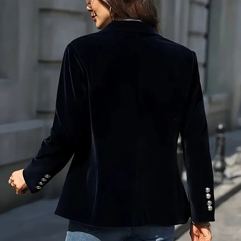 Women's Solid Color Notch Lapel Blazer - Slim Fit Long Sleeve Formal Jacket, Autumn&Winter Elegant Office Wear