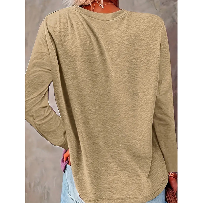 Women's Dog & Letter Print Crew Neck Sweatshirt, Casual Long Sleeve T-Shirt For Spring & Fall