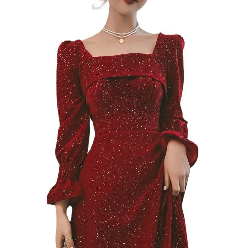 Bridal Toast Attire Red Autumn Party Look