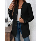 Women's Casual Business Open Front Cardigan Coat Long Sleeve Notch Collar Office Blazer Jacket