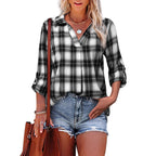Lapel Loose Women's Plaid Shirt Commuter Style