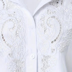 Women's Contrast Lace Long Sleeve Tops Button Down Shirts Dressy Casual Blouses Fall Fashion Clothes