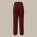 Women's Solid Color High-Waisted Wide Leg Pants, Relaxed Fit Straight Leg Trousers With Zip-Fly For Daily Wear