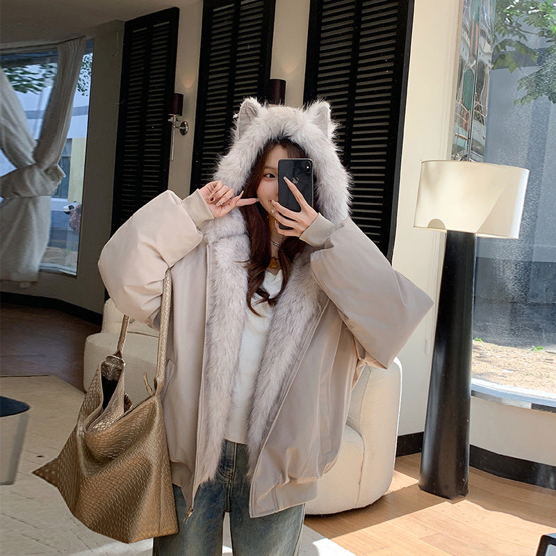 Short Stitching Casual Fashion Trends Loose Cotton Coat