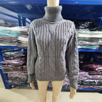Women's Cable Knit Turtleneck Sweater, Classic Long Sleeve Winter Knitwear For Casual And Formal Wear
