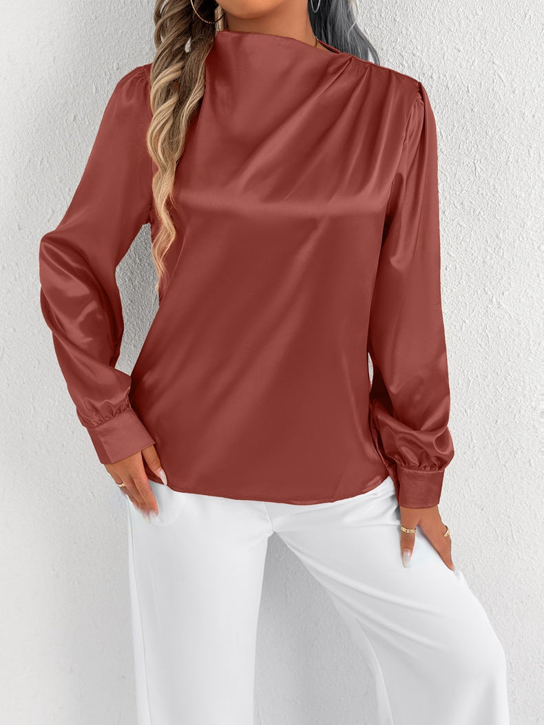 Satin Shirt Foreign Trade Shirt Light Transparent Satin Top