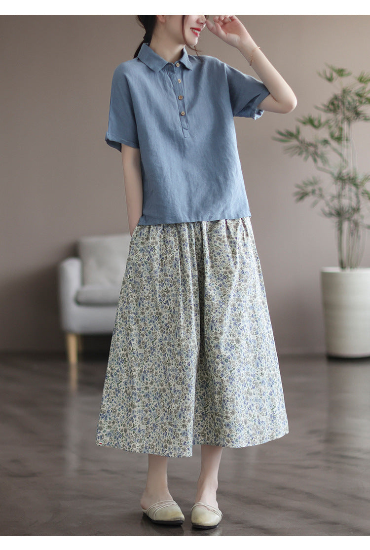 Artistic Floral Washed Cotton Sweet Neighbor's Beautiful Printed Skirt