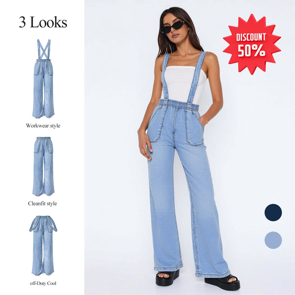 Women's High-Waist Jeans, Convertible Wide-Leg Full-Length Jeans With 3-in-1 Adjustable Hem, Tencel Lyocell For Summer. Forbidden Platform - Temu