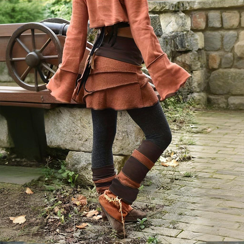 Women's Color Block Asymmetrical Skort With Contrast Panels - Comfortable Fashion Leggings For Spring&Fall