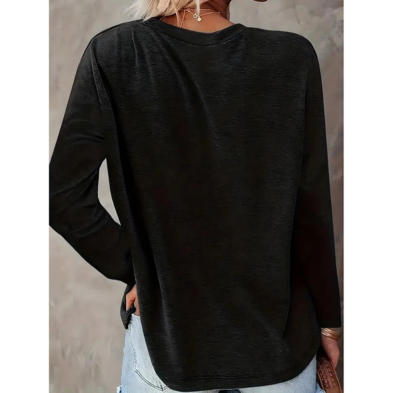 Women's Dog & Letter Print Crew Neck Sweatshirt, Casual Long Sleeve T-Shirt For Spring & Fall